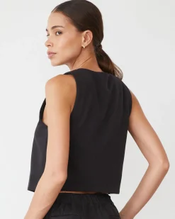 MONROW Soft Twill Relaxed Vest FADEDBLACK Best Sale